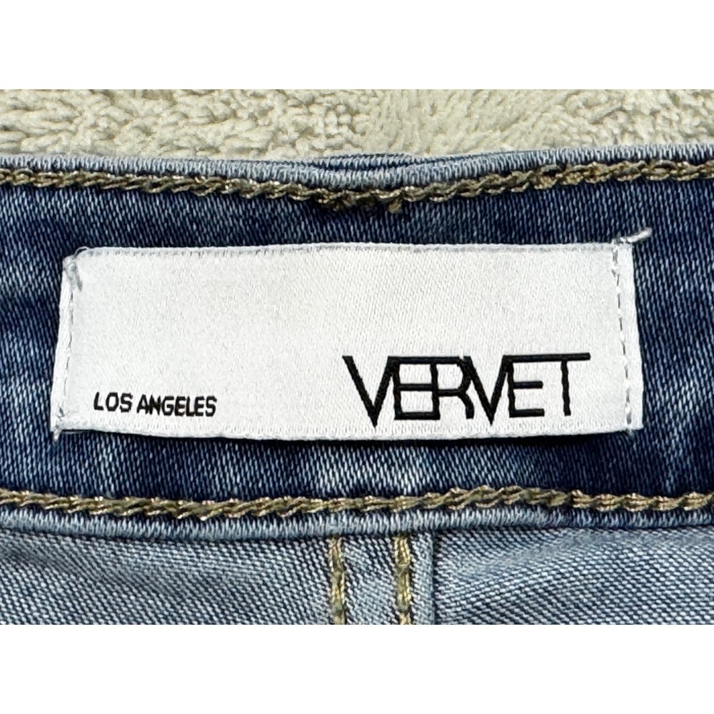 Vervet Womens V3632 High Rise Wide Leg Crop Raw Hem Blue Jeans 31 Meas: 31x25 - Picture 3 of 6